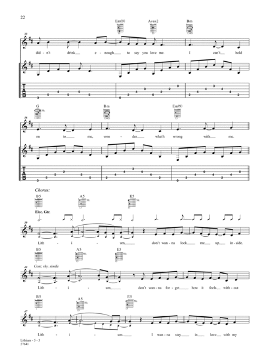 Lithium Guitar Tablature scores gallery preview page 3