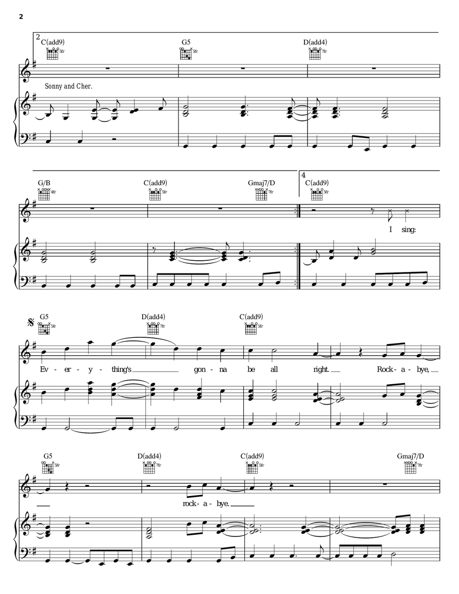 Lullaby Piano, Vocal, Guitar scores gallery preview page 2