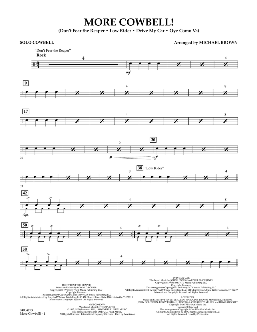 More Cowbell! - Solo Cowbell Concert Band scores gallery preview page 1