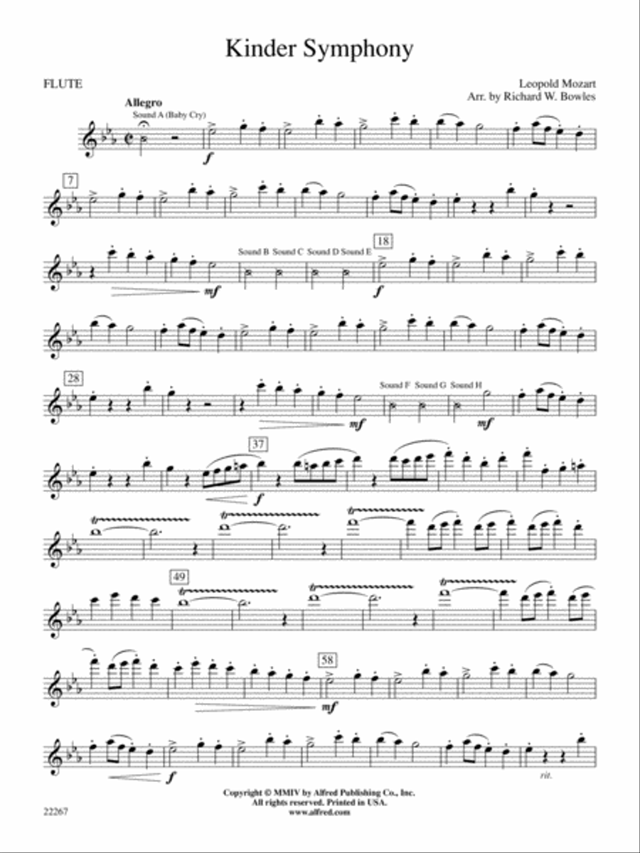 Kinder Symphony: Flute Concert Band scores gallery preview page 1