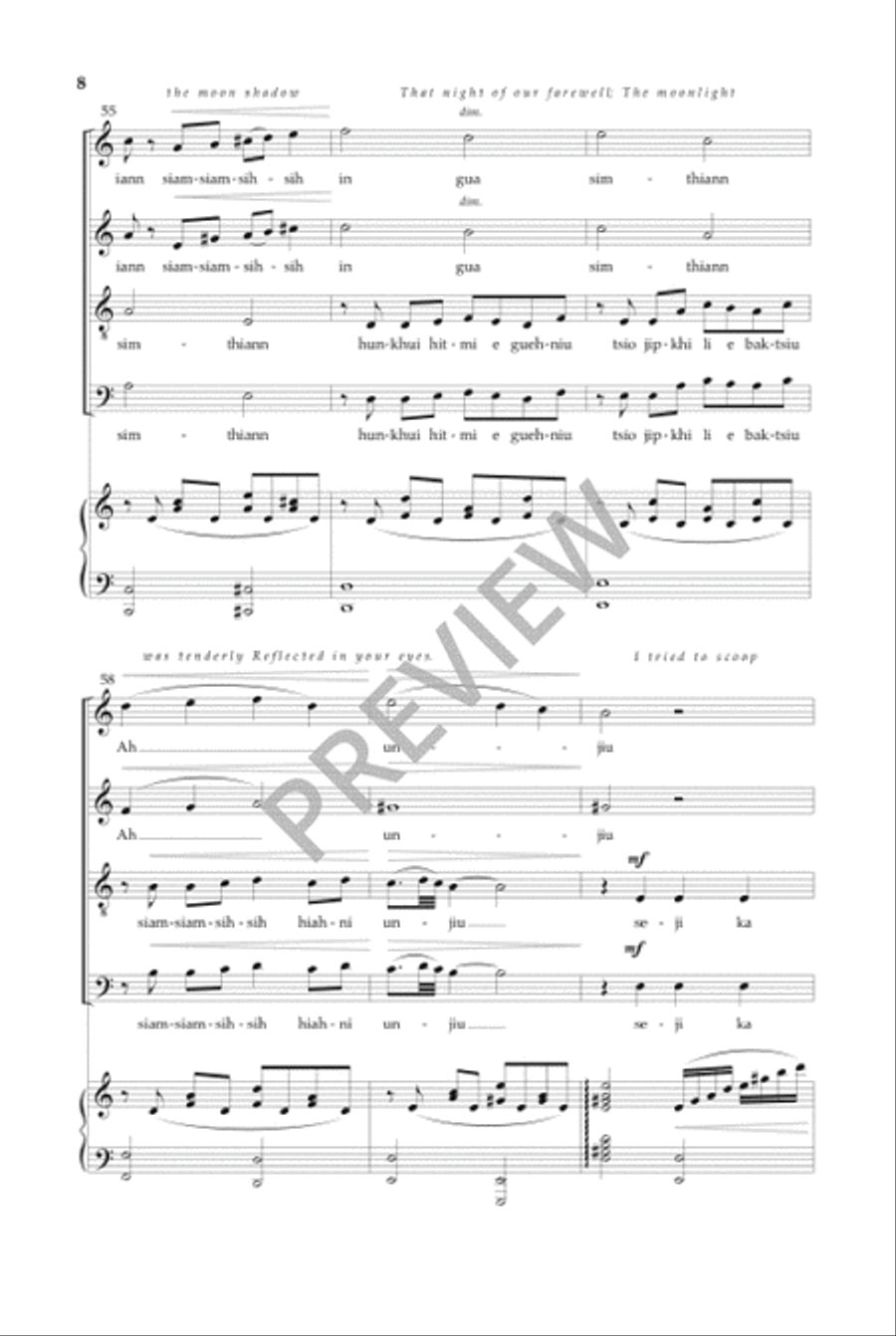 Floating Moon on the Water (SATB) 4-Part scores gallery preview page 9