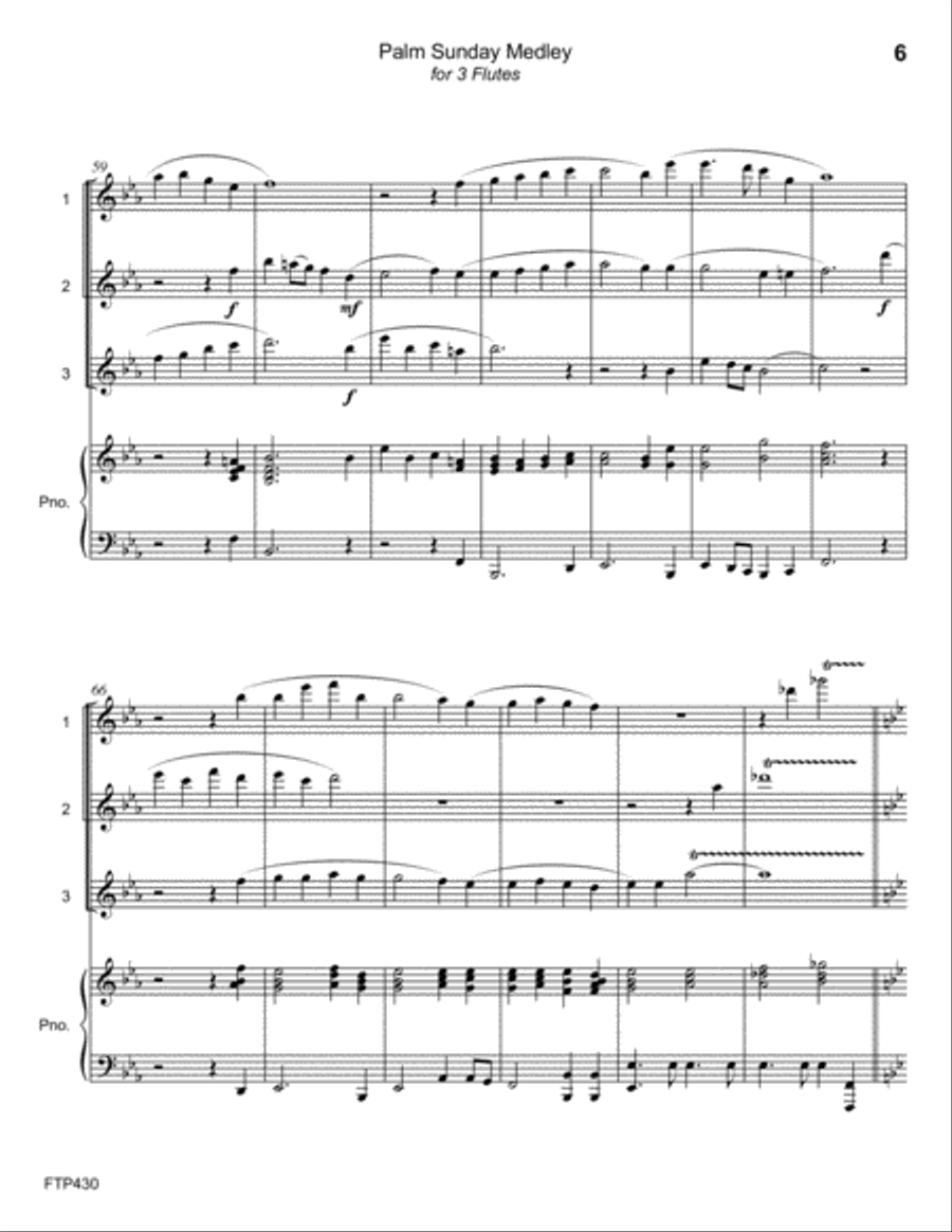 PALM SUNDAY MEDLEY - FLUTE TRIO with Piano Accompaniment Small Ensemble scores gallery preview page 6