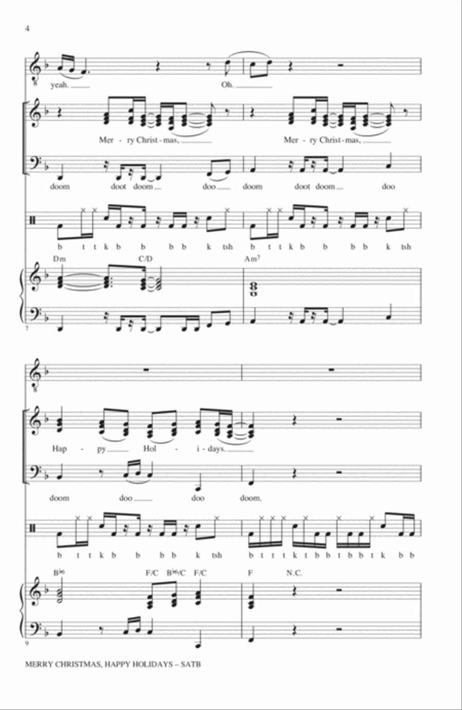 Merry Christmas, Happy Holidays (arr. Roger Emerson) 4-Part scores gallery preview page 3