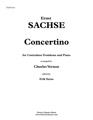 Book cover for Concertino for Contrabass Trombone and Piano