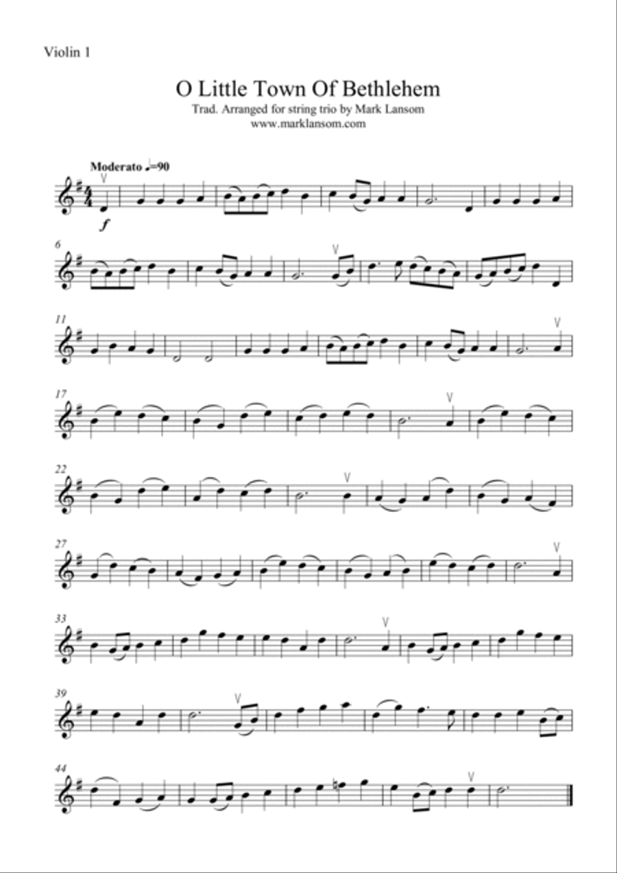 O Little Town of Bethlehem for String Trio String Trio scores gallery preview page 3