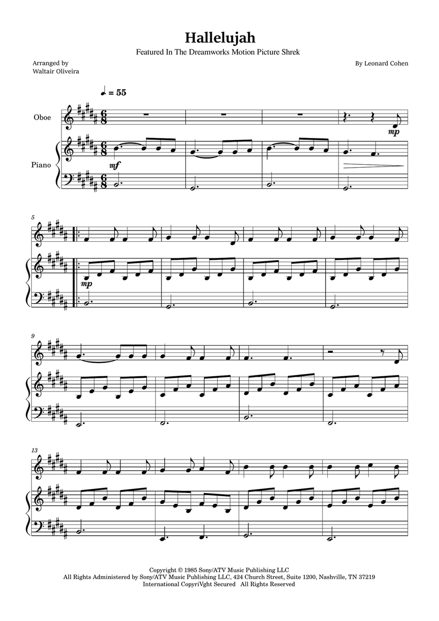 Hallelujah Piano scores gallery preview page 1