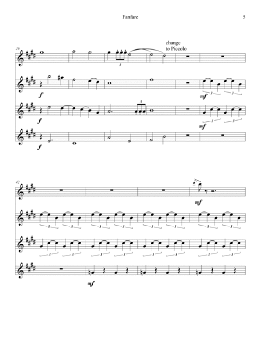 Fanfare - for Flute Quartet (2021) Flute Quartet scores gallery preview page 6