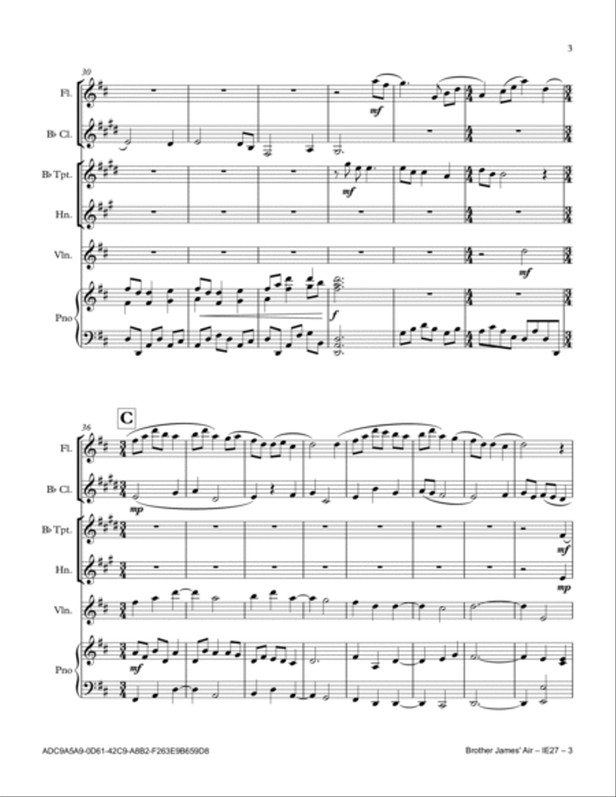 Brother James' Air Small Ensemble scores gallery preview page 3