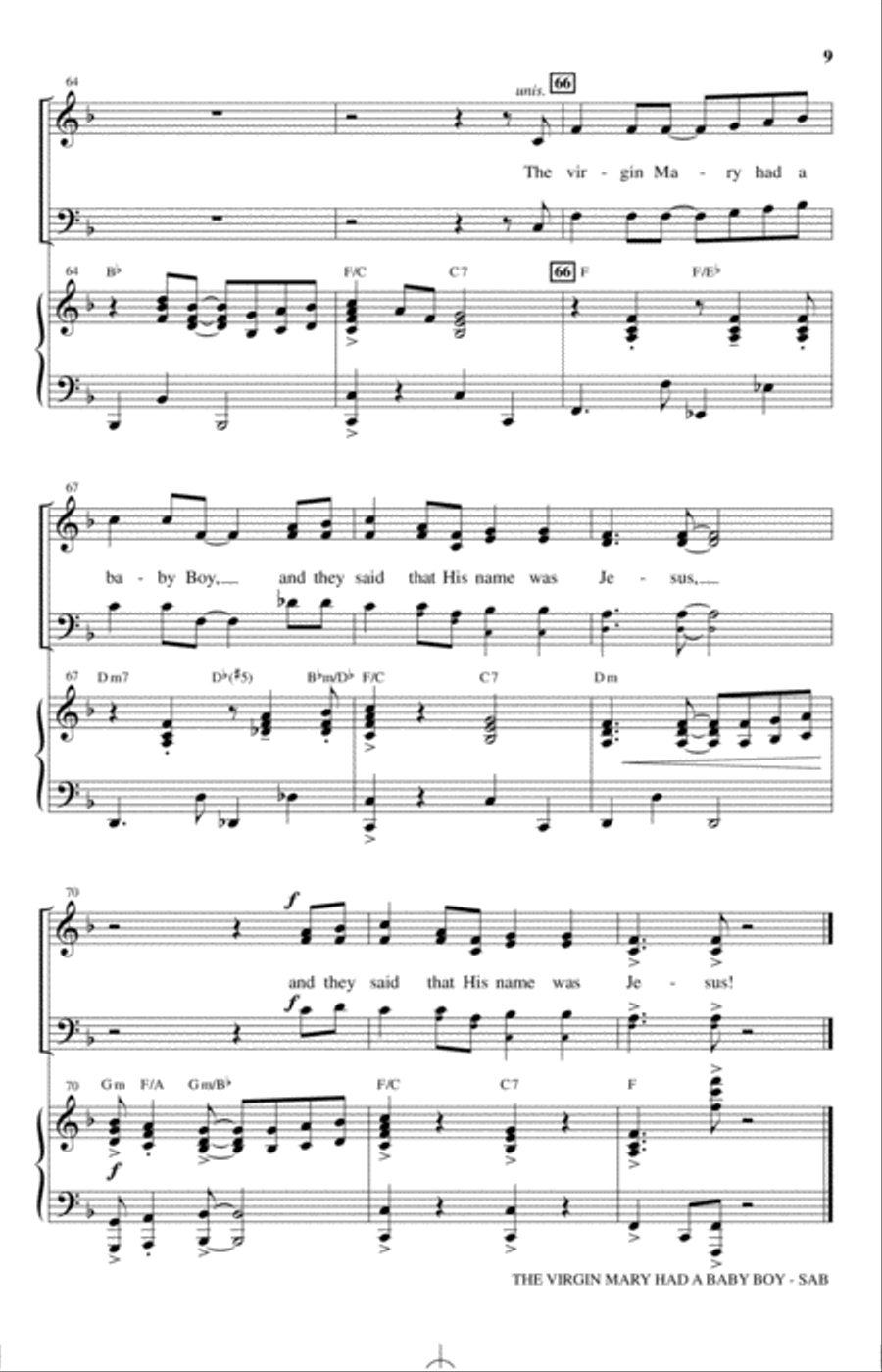 The Virgin Mary Had A Baby Boy (arr. Michael Ware) 3-Part scores gallery preview page 8