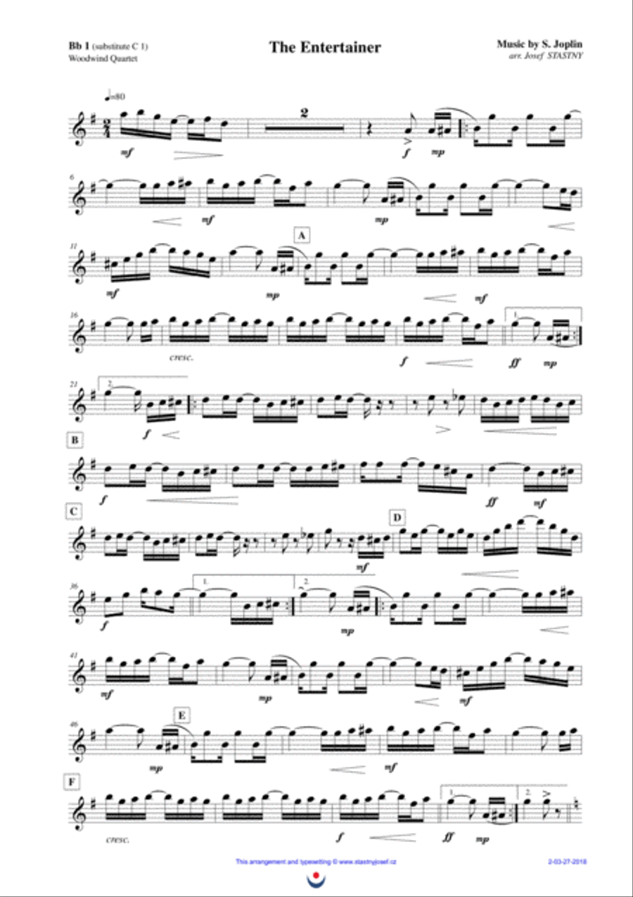 The Entertainer Woodwind Quartet scores gallery preview page 6
