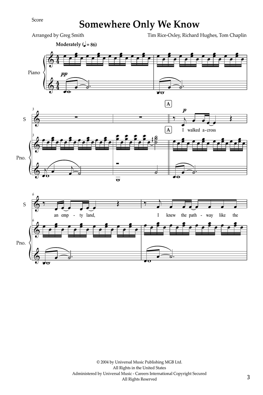 Somewhere Only We Know Somewhere Only We Know SSA scores gallery preview page 3