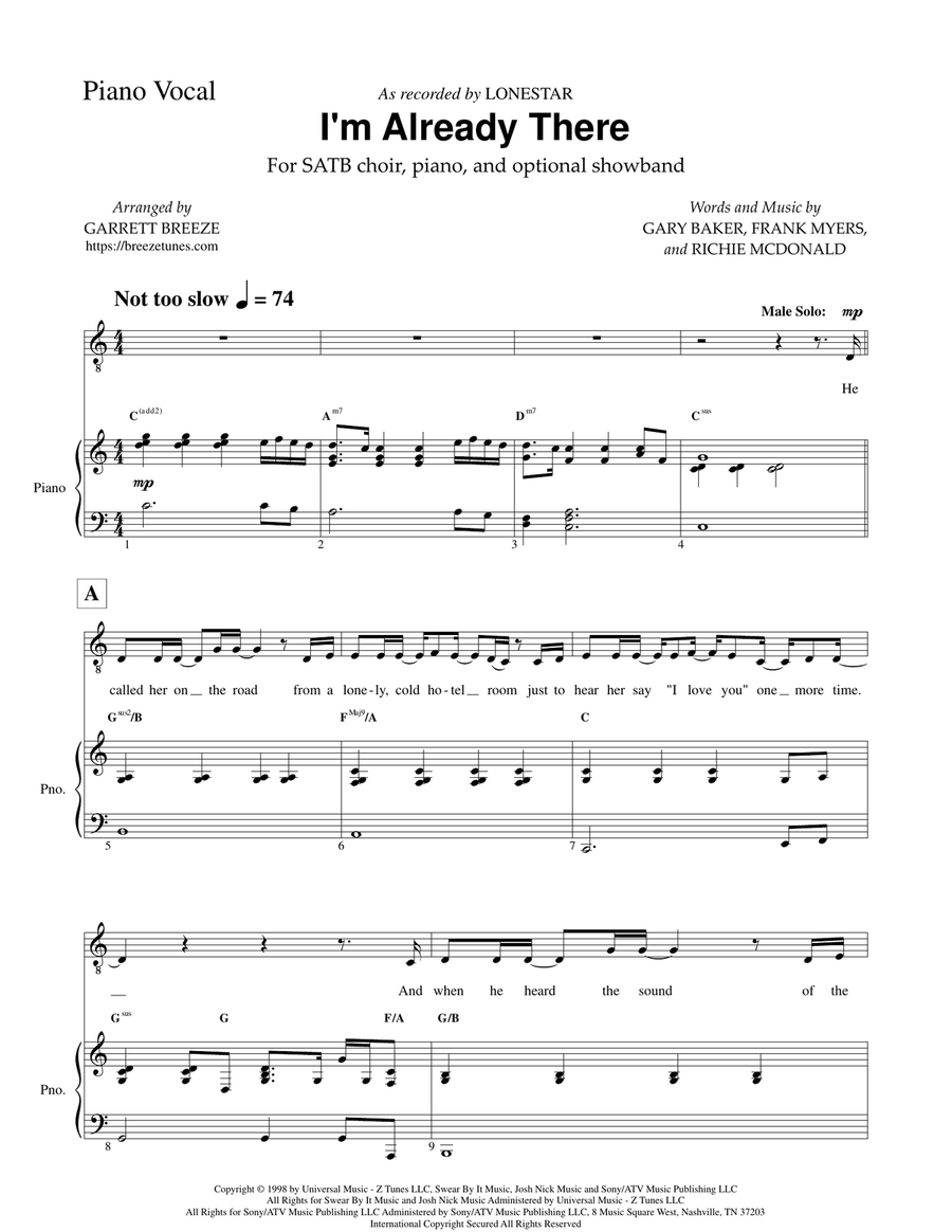 I'm Already There 4-Part scores gallery preview page 1