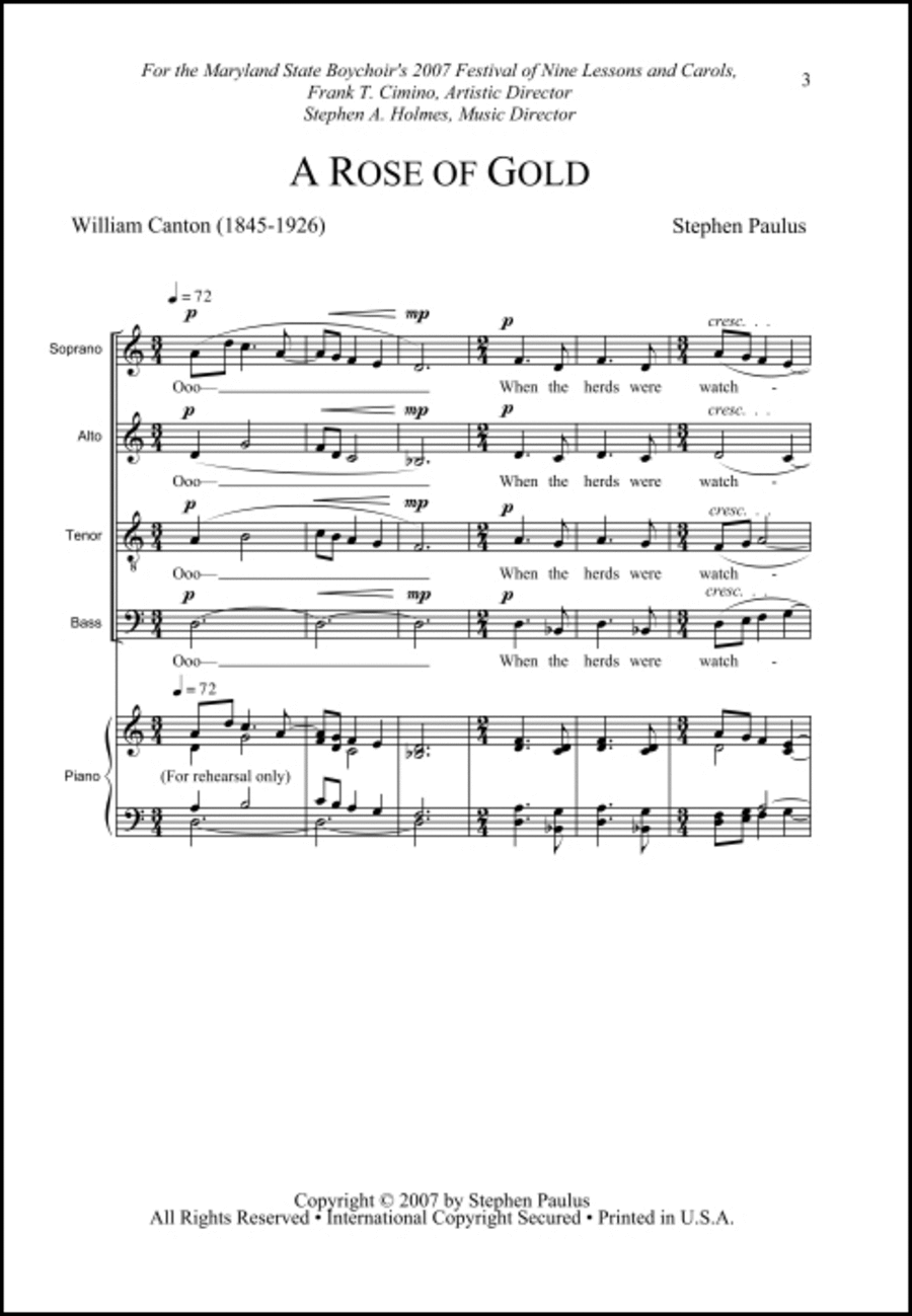 Rose of Gold, A SSATBB scores gallery preview page 1