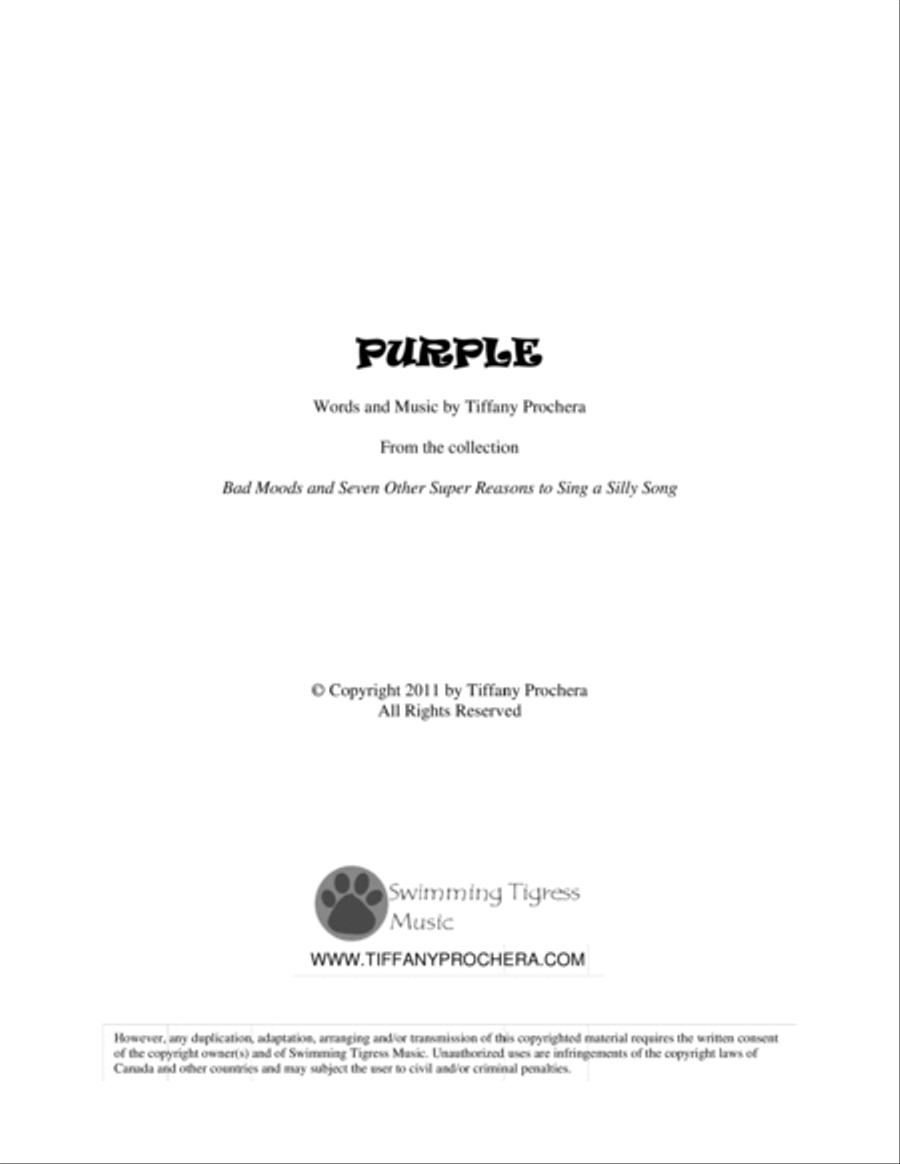 Purple - From Bad Moods And Seven More Super Reasons To Sing A Silly Song Voice Solo scores gallery preview page 1