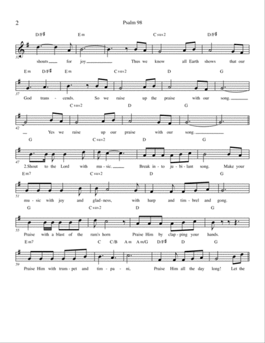 Sing to the Lord a New Song (Psalm 98) Complete congregational packet Unison Choir scores gallery preview page 5