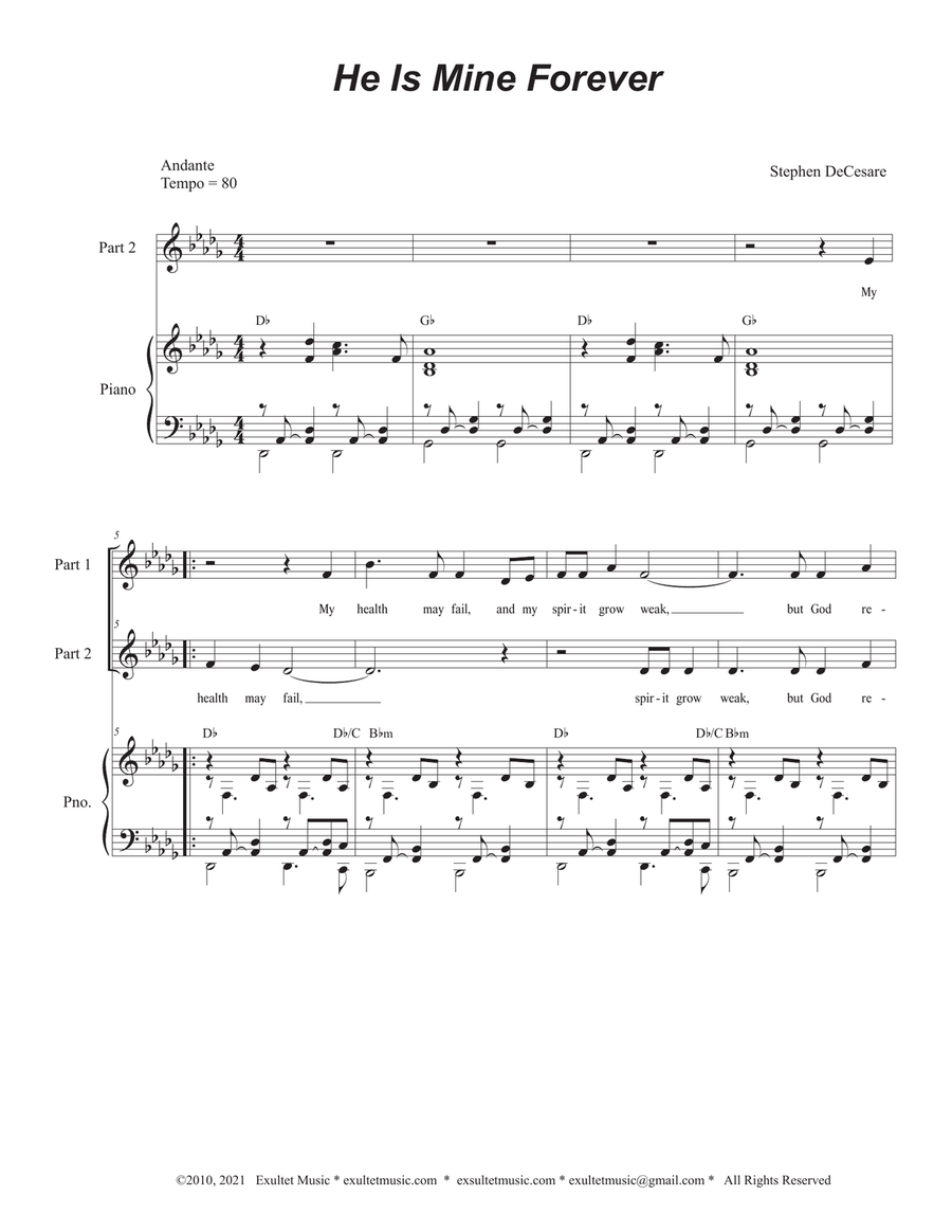 He Is Mine Forever (2-part choir) 2-Part scores gallery preview page 1
