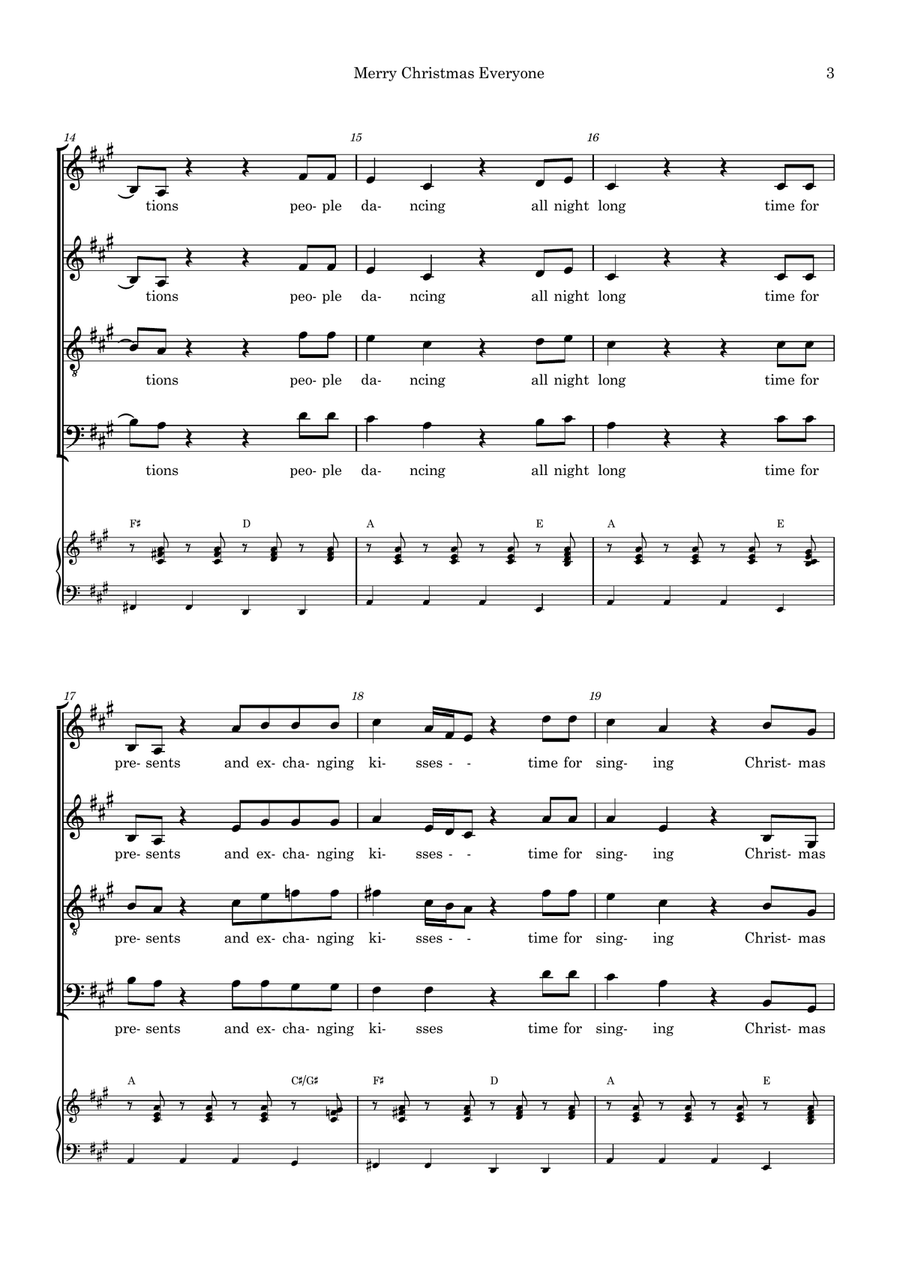 Merry Christmas Everyone 4-Part scores gallery preview page 3