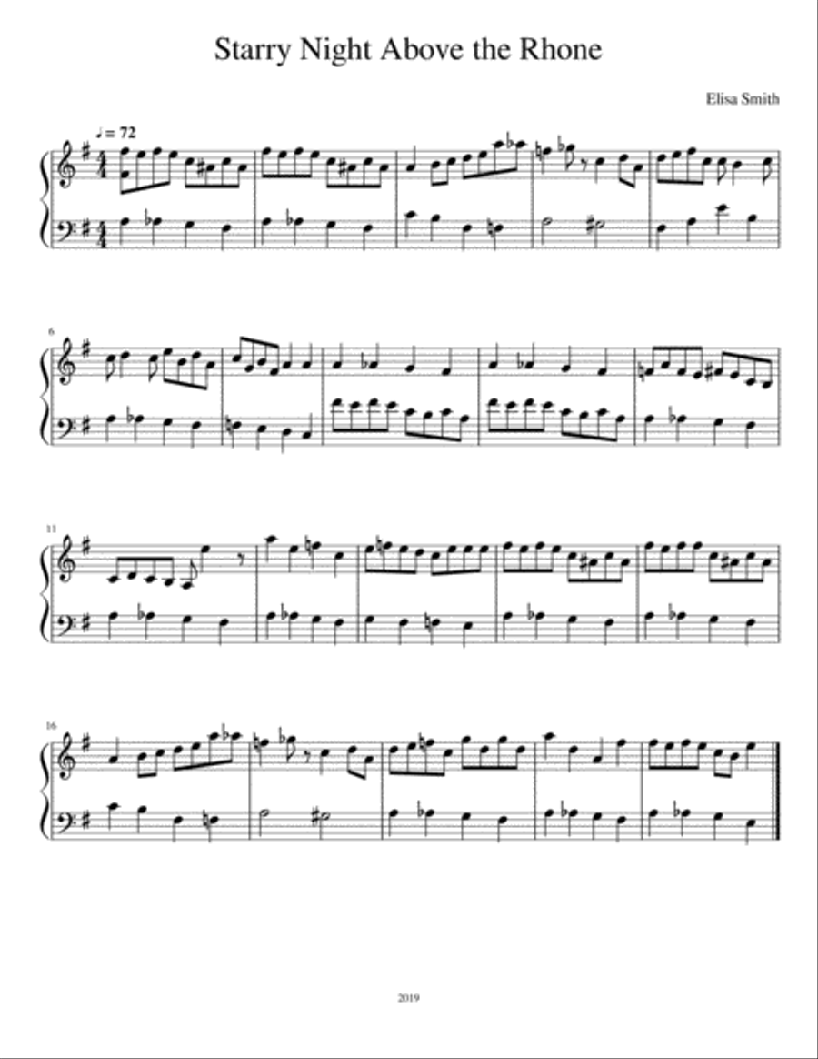 Starry Night Above the Rhone Piano Solo scores gallery preview page 1