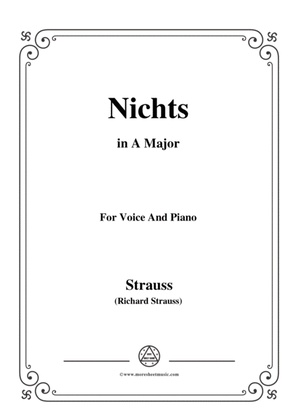 Book cover for Richard Strauss-Nichts in A Major,for Voice and Piano