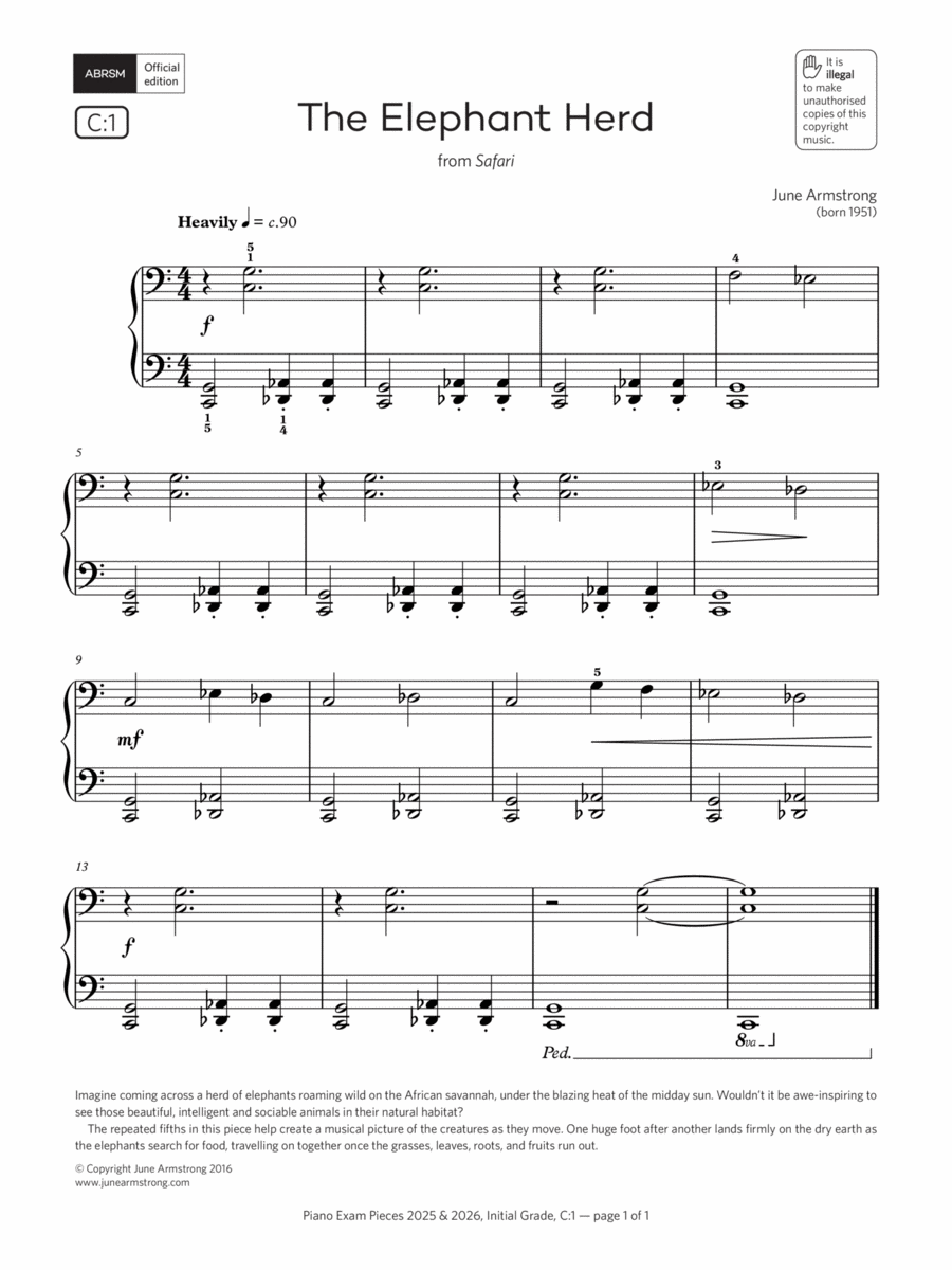 The Elephant Herd (Grade Initial, list C1, from the ABRSM Piano Syllabus 2025 & 2026) Piano Method scores gallery preview page 1