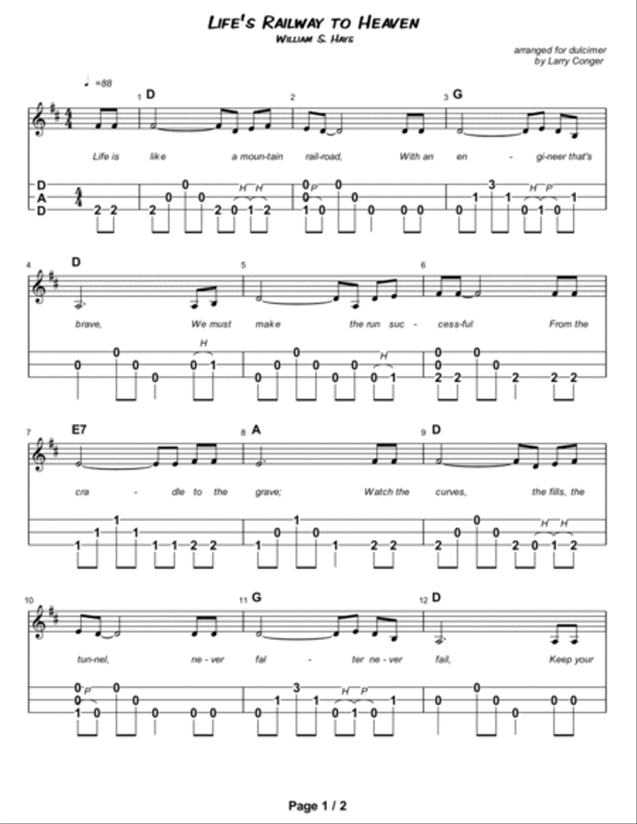 Life's Railway To Heaven Life's Railway To Heaven Dulcimer scores gallery preview page 2