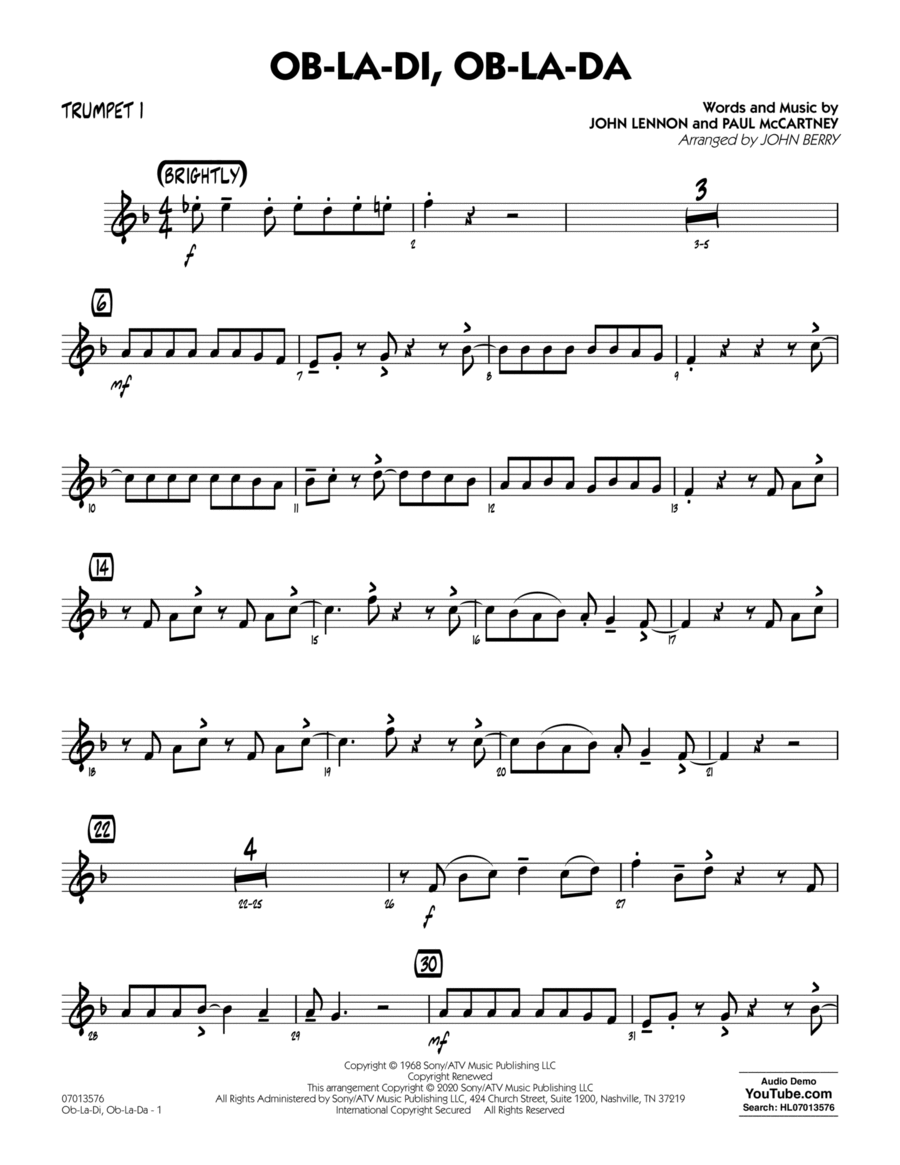 Ob-La-Di, Ob-La-Da (arr. John Berry) - Trumpet 1