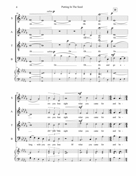 Putting In The Seed (for SATB choir)