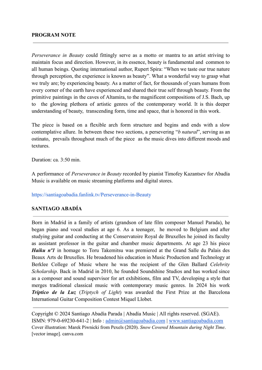 Perseverance in Beauty Piano Solo scores gallery preview page 2