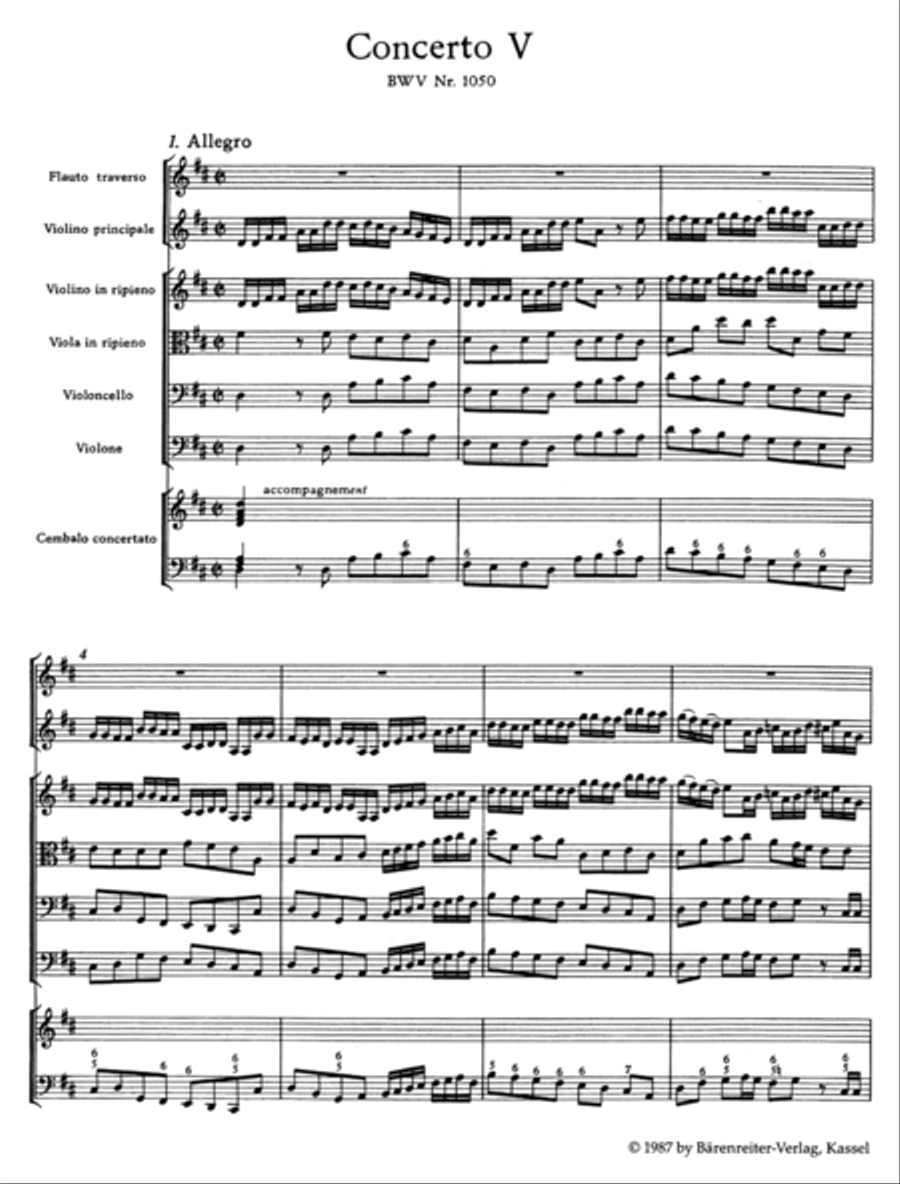 Brandenburg Concerto, No. 5 D major, BWV 1050 Flute Solo scores gallery preview page 2