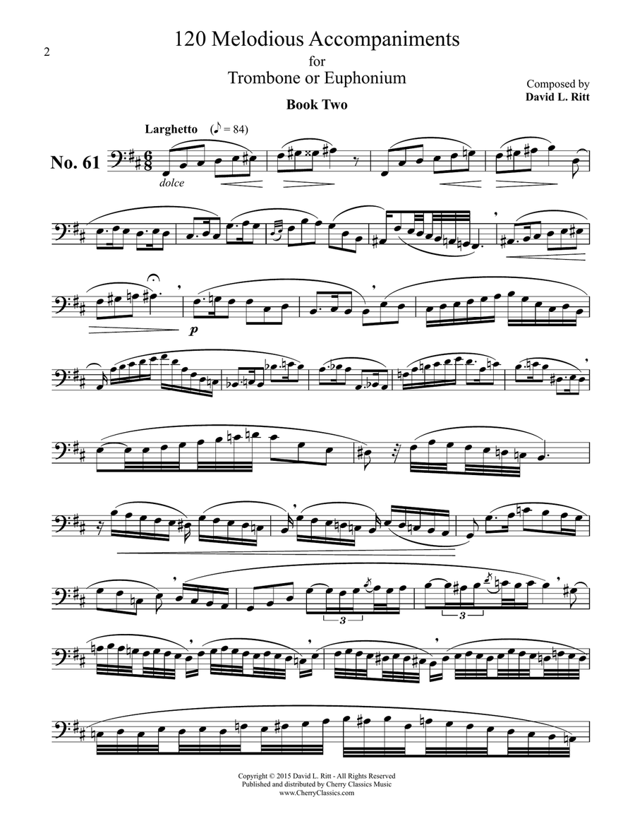 Melodious Accompaniments to Rochut Etudes Book 2 for Trombone or Euphonium Euphonium scores gallery preview page 4