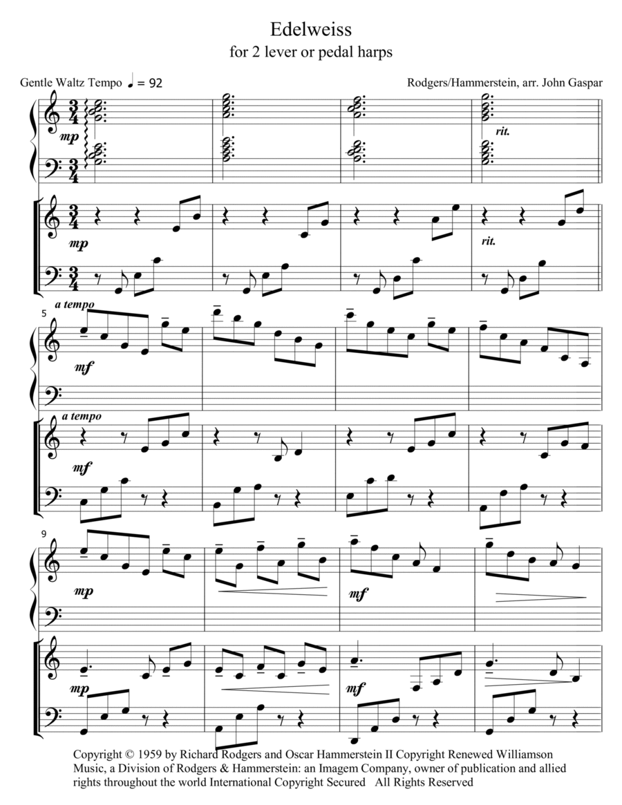 Edelweiss Harp scores gallery preview page 1