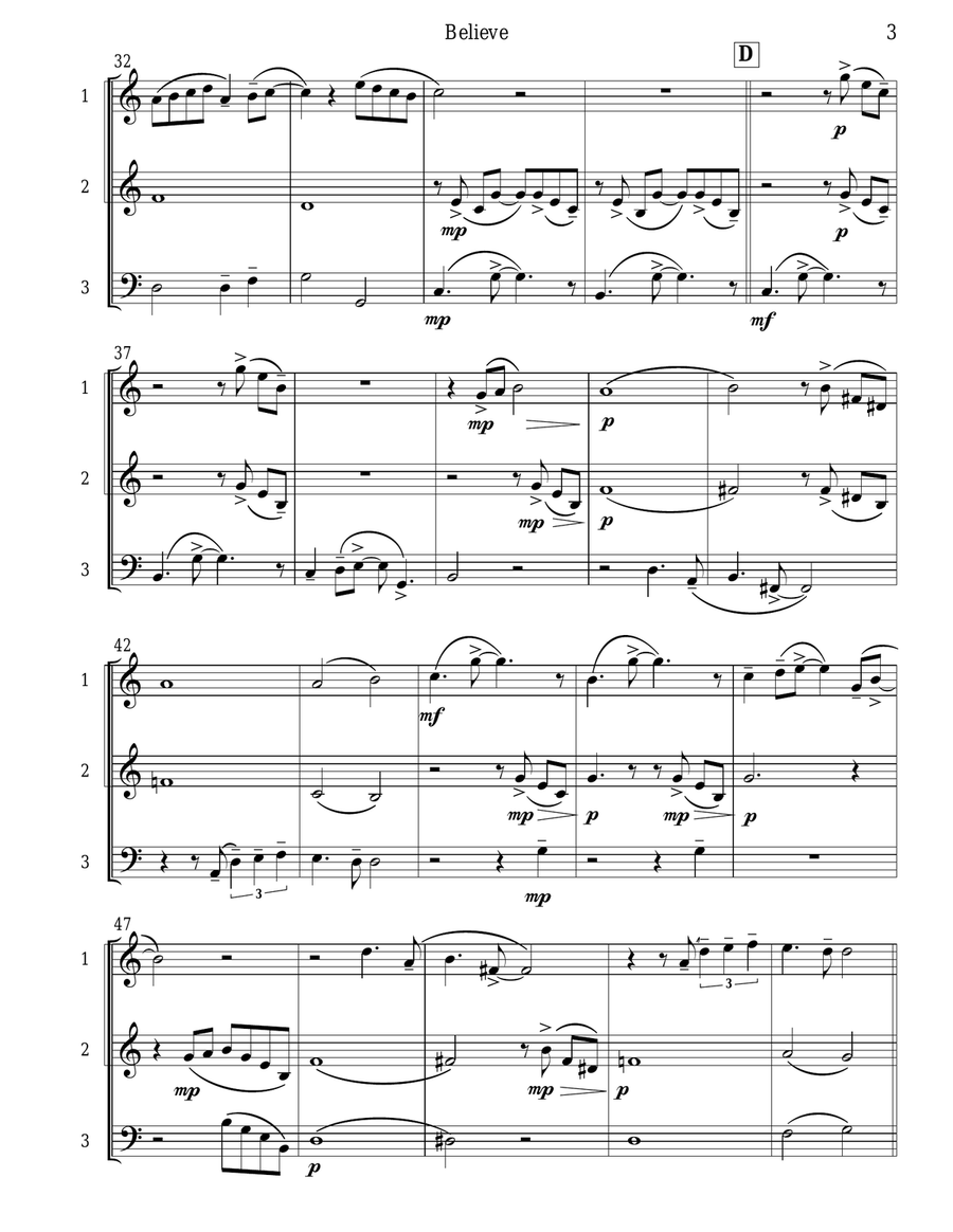 Believe Woodwind Trio scores gallery preview page 4