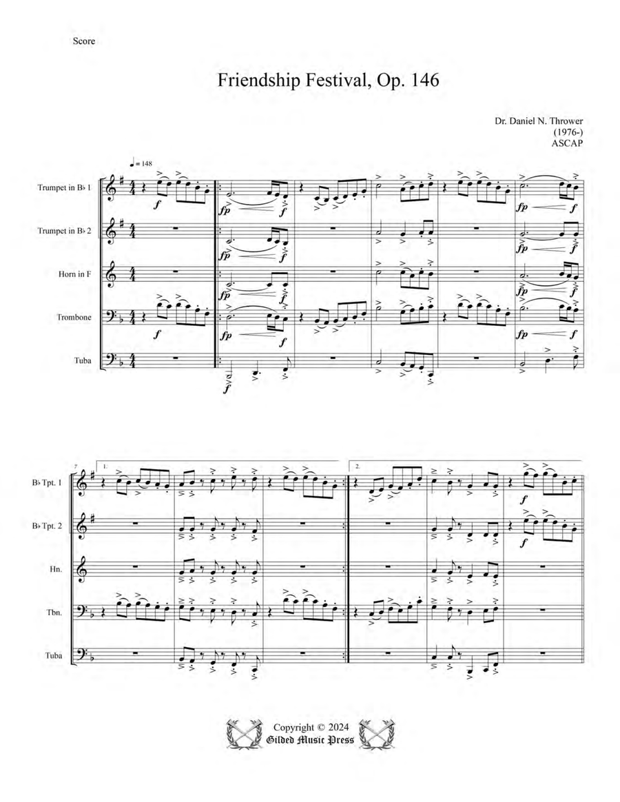 Friendship Festival, Op. 146 Brass Quintet scores gallery preview page 5