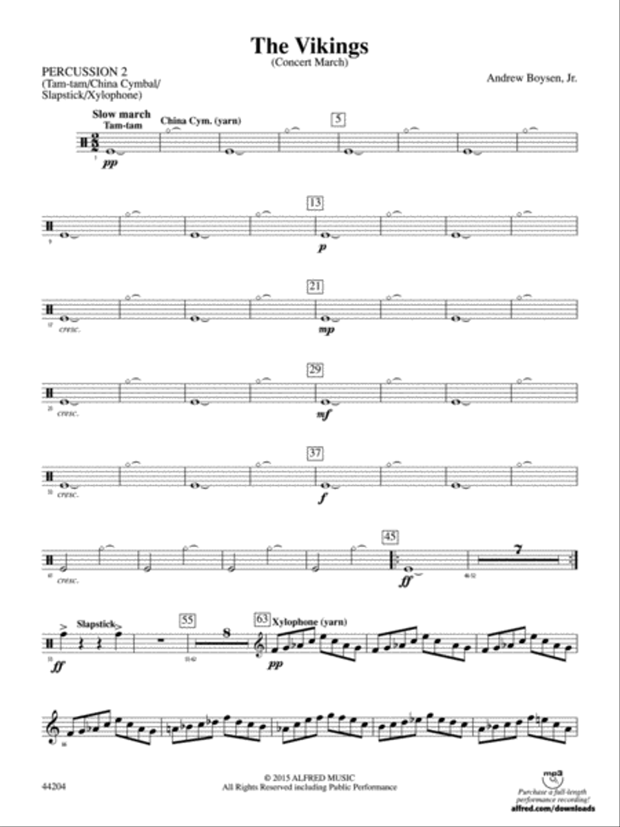 The Vikings: 2nd Percussion Concert Band scores gallery preview page 1