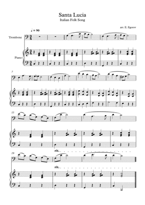 Santa Lucia, Italian Folk Song, For Trombone & Piano