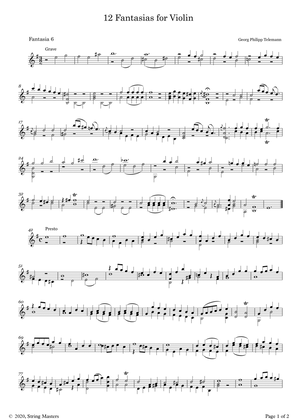 Telemann 12 Fantasias for Solo Violin, No 06