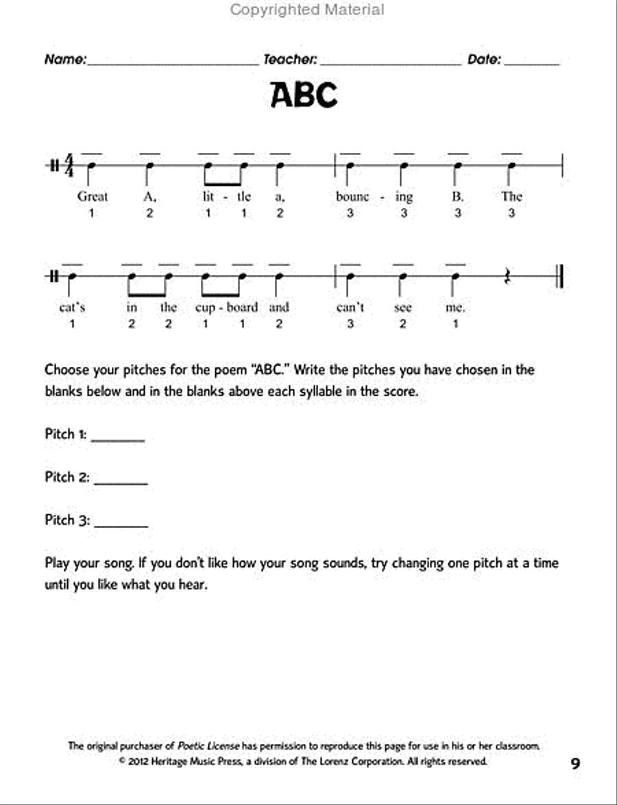 Poetic License: Using Poetry to Guide Composition Games & Toys scores gallery preview page 4