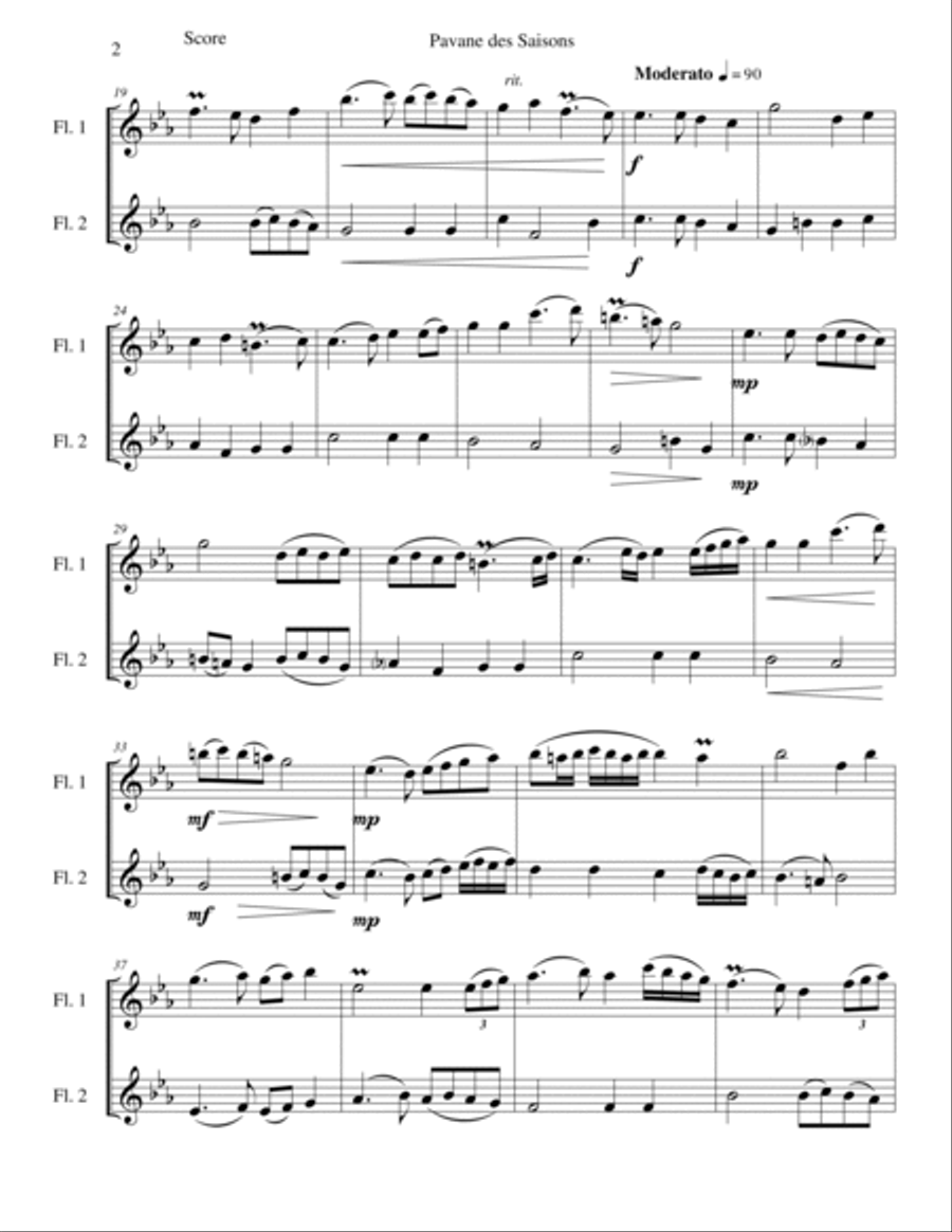Pavane des saisons for 2 baroque flutes Flute Duet scores gallery preview page 2