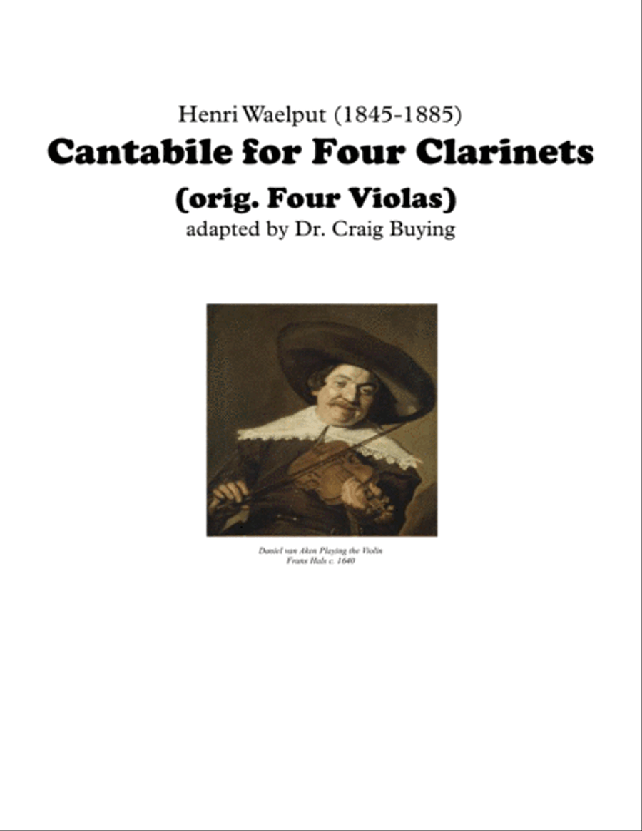 H. Waelput: Cantabile for Four Clarinets (orig. Four Violas) Clarinet Quartet scores gallery preview page 1