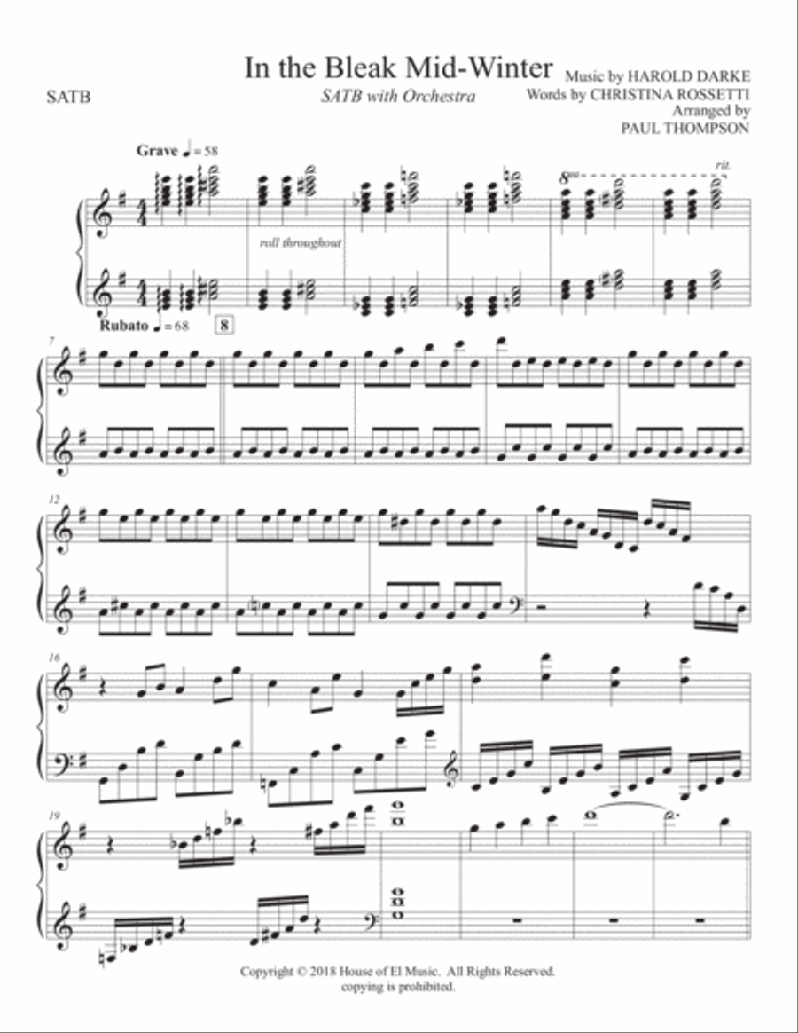 In the Bleak Mid-Winter - SATB with optional Orchestra 4-Part scores gallery preview page 1