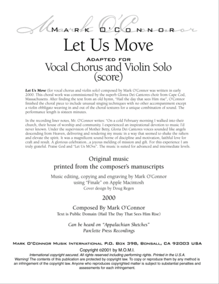 Let Us Move (score - vocal choir and violin solo) 4-Part scores gallery preview page 3
