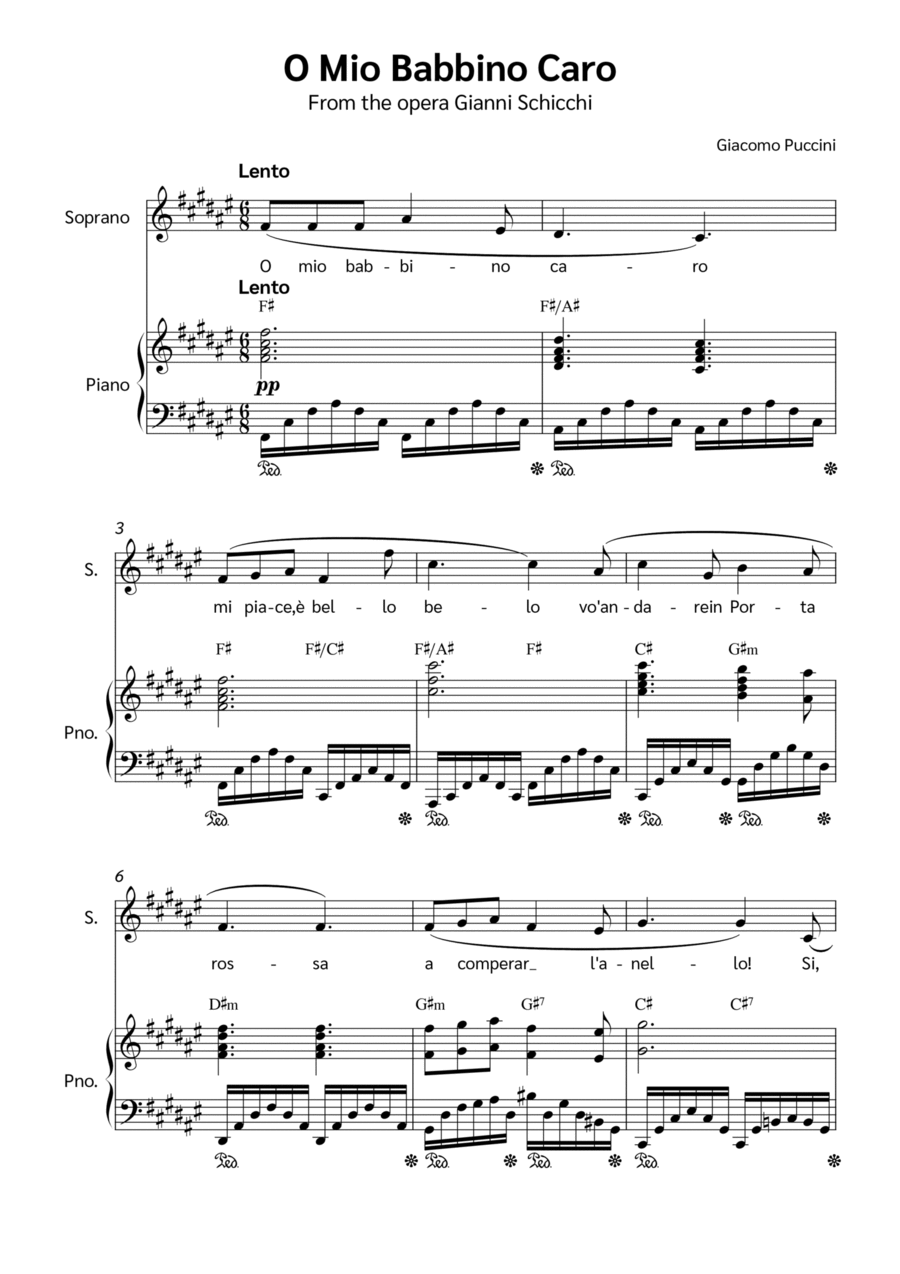 O Mio Babbino Caro Voice scores gallery preview page 1