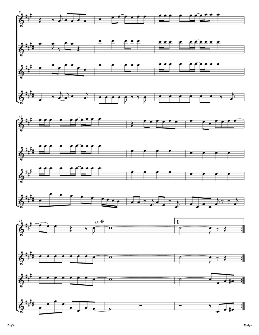 Badge by Cream Woodwind Quartet - Digital Sheet Music page 3