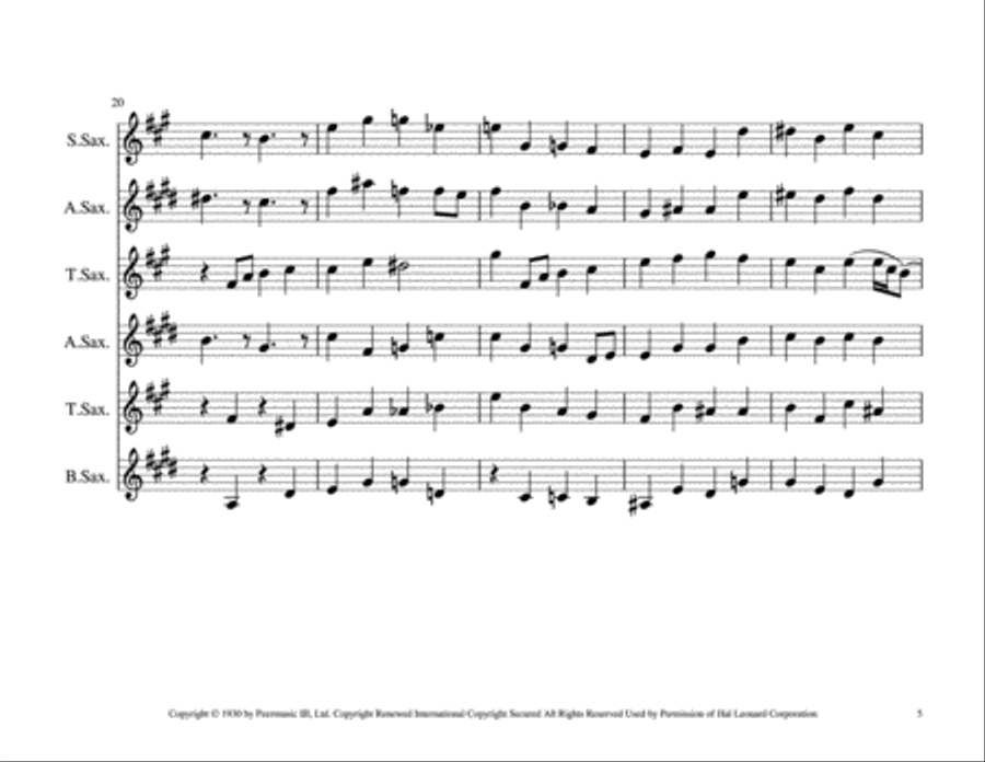 Georgia On My Mind Woodwind Quartet scores gallery preview page 5
