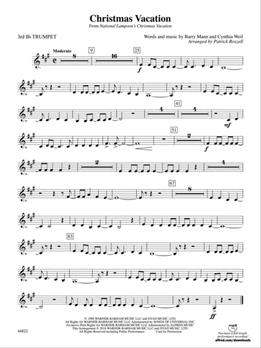 Christmas Vacation: 3rd B-flat Trumpet Full Orchestra scores gallery preview page 1