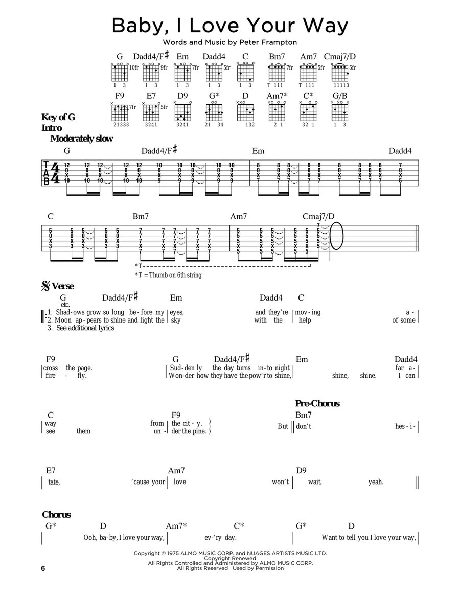 Baby, I Love Your Way Electric Guitar scores gallery preview page 1