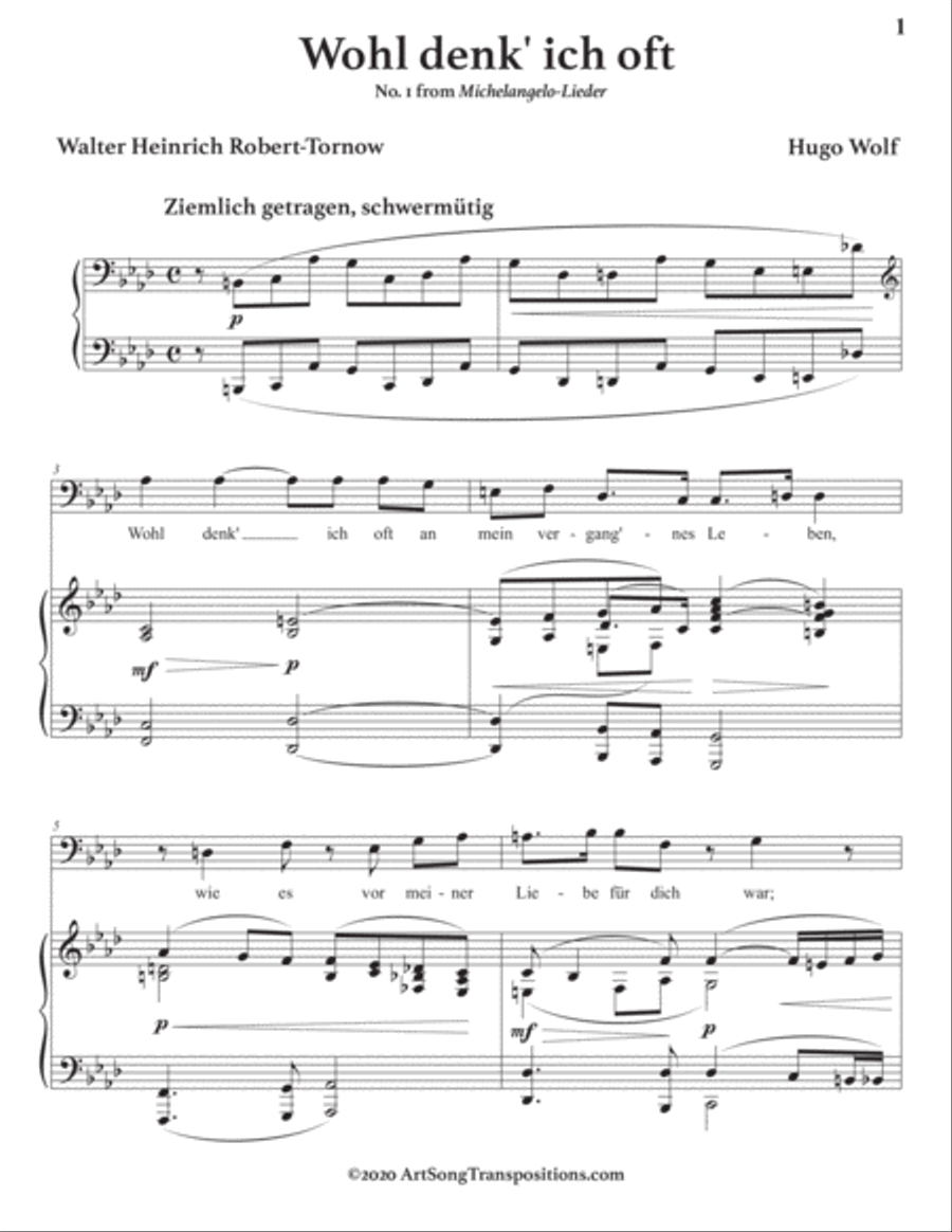 WOLF: Wohl denk' ich oft (transposed to F minor) Voice scores gallery preview page 2