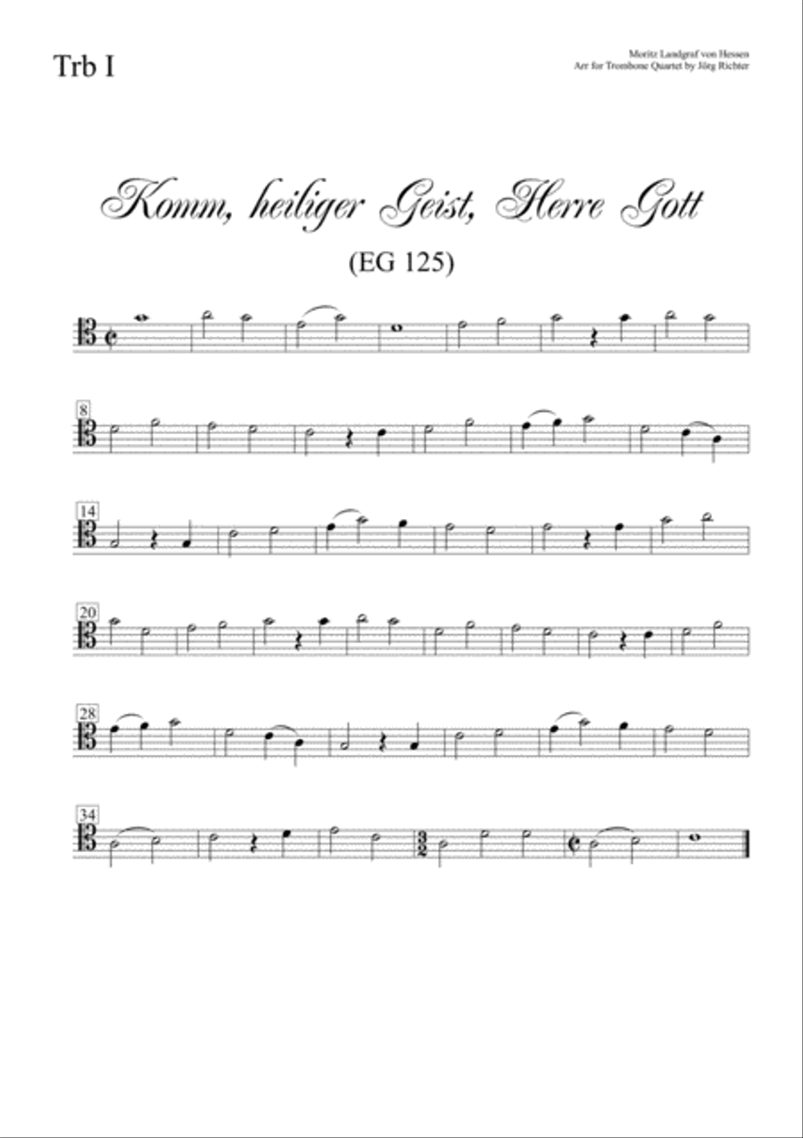 Komm, heiliger Geist, Herre Gott (EG 125) für Posaunenquartett Brass Quartet scores gallery preview page 4