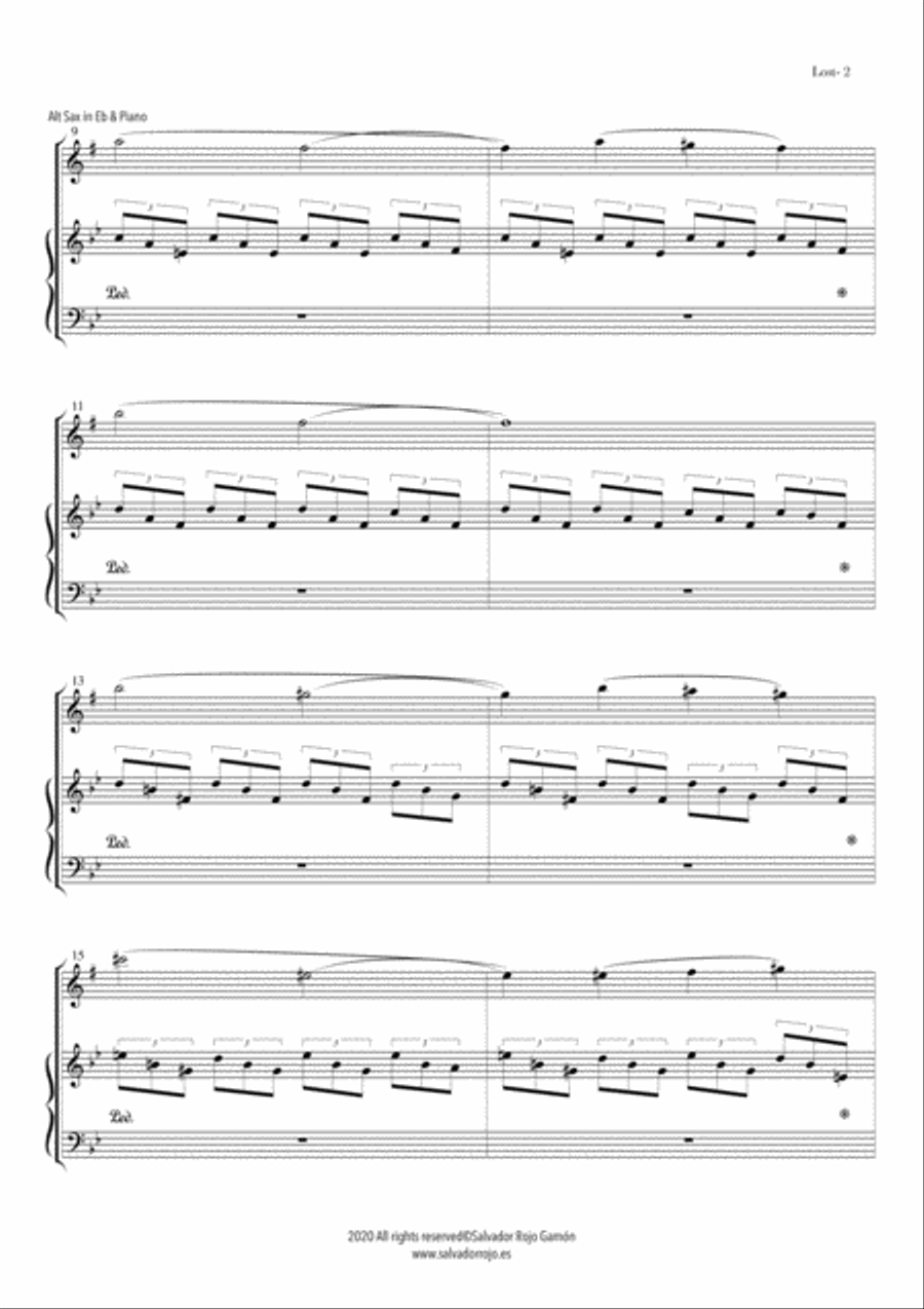 Lost for Alto Sax in Eb & Piano Alto Saxophone scores gallery preview page 2
