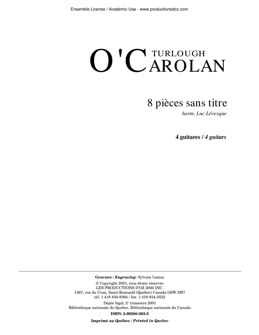8 pièces sans titre Guitar Ensemble scores gallery preview page 1